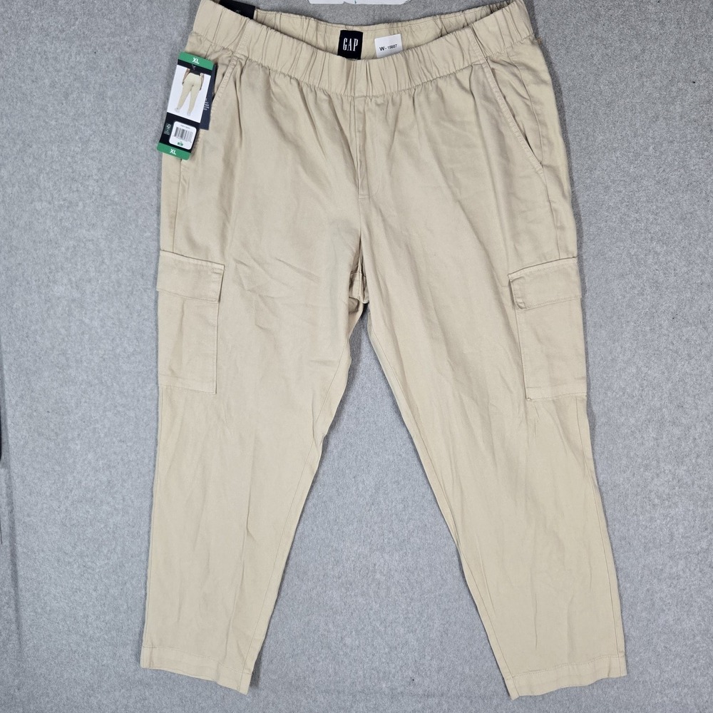 GAP Women Pants XL Tan Cargo Pants Twill Pant 29" Inseam Outdoor Pull On NWT